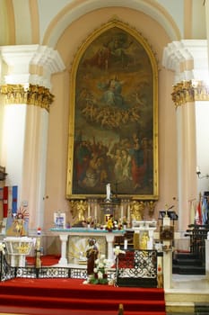 Main altar in parish church Assumption of the Virgin Mary in Pregrada, Croatia