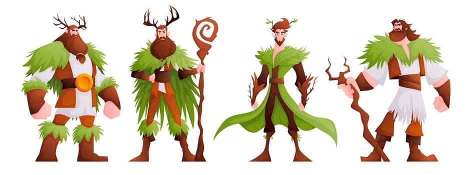 Fantasy Druids with Antlers and Staffs