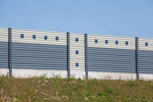 Noise barrier along a highway, Buxtehude, Lower Saxony, Germany