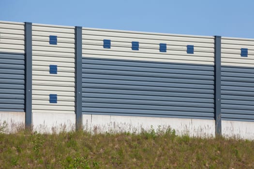 Noise barrier along a highway, Buxtehude, Lower Saxony, Germany