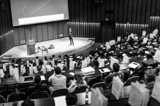 Speaker Giving a Talk at Business Meeting. Audience in the conference hall. Business and Entrepreneurship concept.
