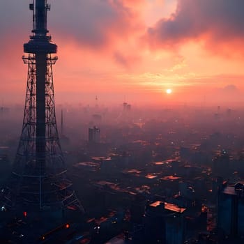 high television tower for communication and distribution of signals