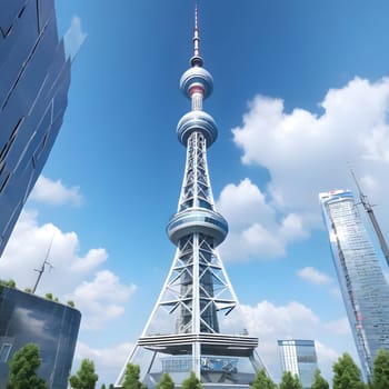 high television tower for communication and distribution of signals