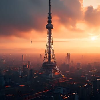 high television tower for communication and distribution of signals