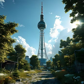 high television tower for communication and distribution of signals
