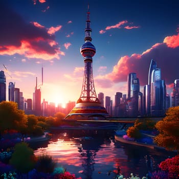 high television tower for communication and distribution of signals