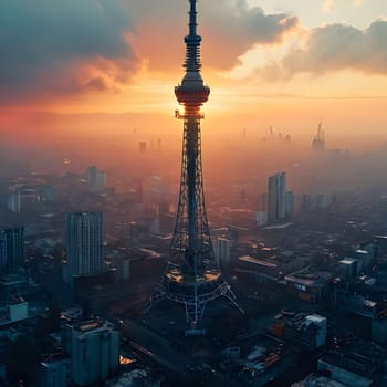 high television tower for communication and distribution of signals