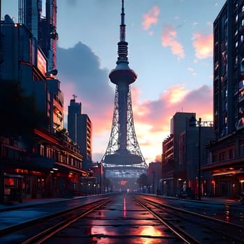 high television tower for communication and distribution of signals