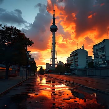 high television tower for communication and distribution of signals