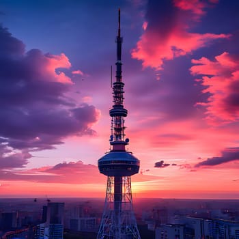 high television tower for communication and distribution of signals