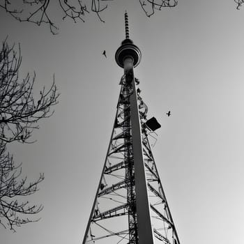 high television tower for communication and distribution of signals