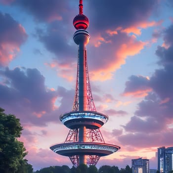 high television tower for communication and distribution of signals
