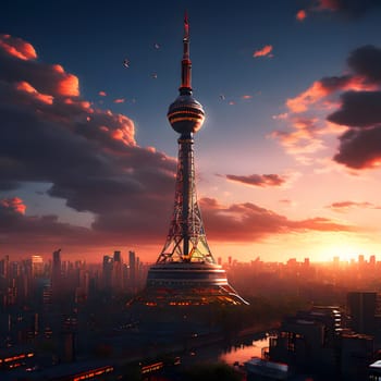 high television tower for communication and distribution of signals