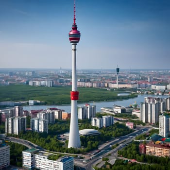 high television tower for communication and distribution of signals