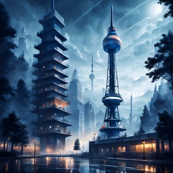 high television tower for communication and distribution of signals