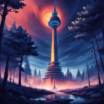 high television tower for communication and distribution of signals