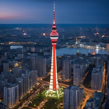 high television tower for communication and distribution of signals