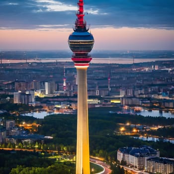 high television tower for communication and distribution of signals