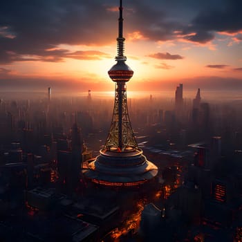 high television tower for communication and distribution of signals