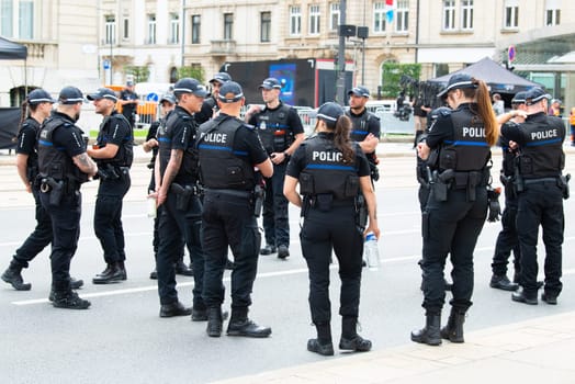 National Day Luxembourg, celebration of the Grand Duke´s birthday, military parade with luxembourgish army, police, fire department, rescue service and armed forced, Luxembourg city, 23.06.2024