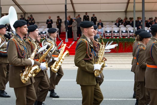 National Day Luxembourg, celebration of the Grand Duke´s birthday, military parade with luxembourgish army, police, fire department, rescue service and armed forced, Luxembourg city, 23.06.2024