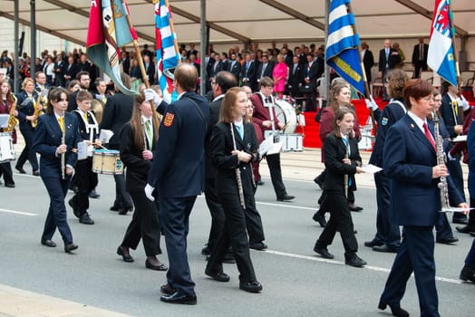 National Day Luxembourg, celebration of the Grand Duke´s birthday, military parade with luxembourgish army, police, fire department, rescue service and armed forced, Luxembourg city, 23.06.2024