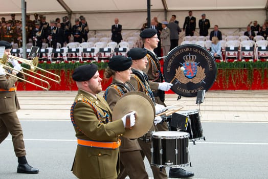 National Day Luxembourg, celebration of the Grand Duke´s birthday, military parade with luxembourgish army, police, fire department, rescue service and armed forced, Luxembourg city, 23.06.2024