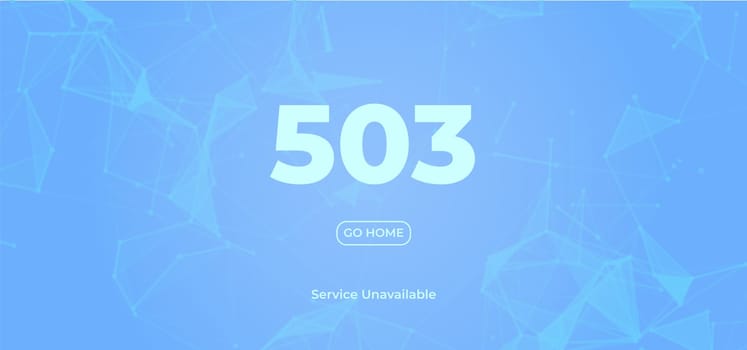 503 Service Temporarily Unavailable error page. Vector layout