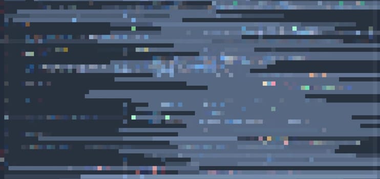 Trendy glitch pattern on dark background. Abstract vector geometric elements