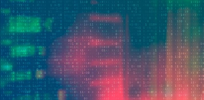 Digital Binary Code on Dark Red. Data Breach Concept