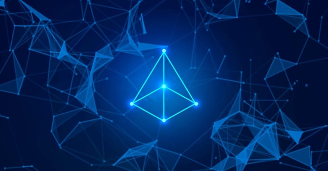 Abstract digital technology background with polygonal shapes, connecting dots and lines. Connection structure