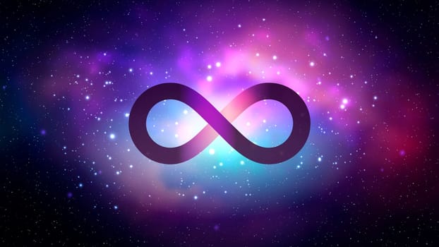 Infinity symbol on space background. Mystical illustration