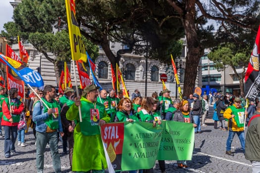 Porto, Portugal: May 1, 2024: Celebration and Protest of the May 1in Portugal, Labour Day, in Porto, Portugal