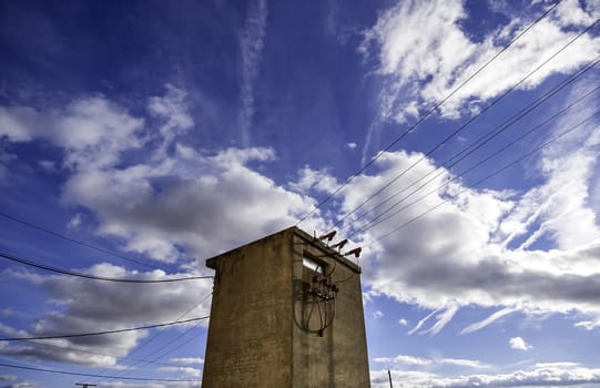 Detail of old tower for the transportation of electrical energy, high voltage