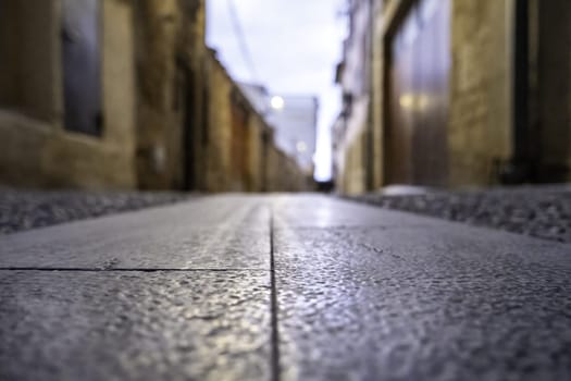 Detail of urban ground wet from the rain