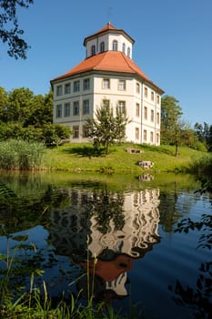 City hall with lake reflection in Oppenweiler administration Germany
