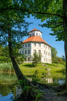 Water castle as city hall with lake in Oppenweiler Germany