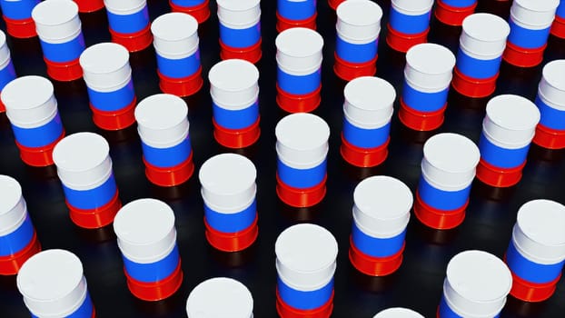 Russian barrels oil. Computer generated 3d render