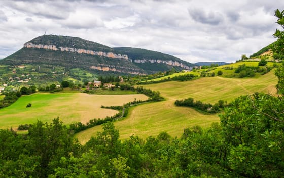 The Causse Noir limestone plateau, east of the town of Millau in the department of Aveyron, France. One of Grands Causses, plateaus listed as UNESCO World Heritage Site
