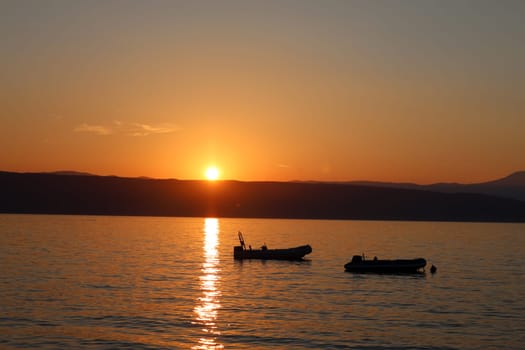 Evening atmosphere with sunset on the beach of Glavotok on the island of Krk  Theme picture Croatia / Hrvatska / Croatia 2024