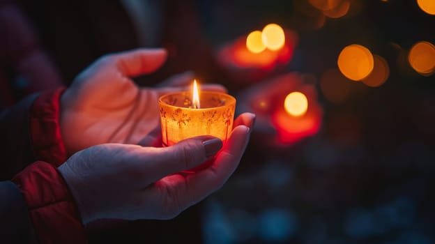 People with candles, memorials, candlelight vigils.