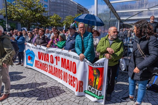 Porto, Portugal: May 1, 2024: Celebration and Protest of the May 1in Portugal, Labour Day, in Porto, Portugal