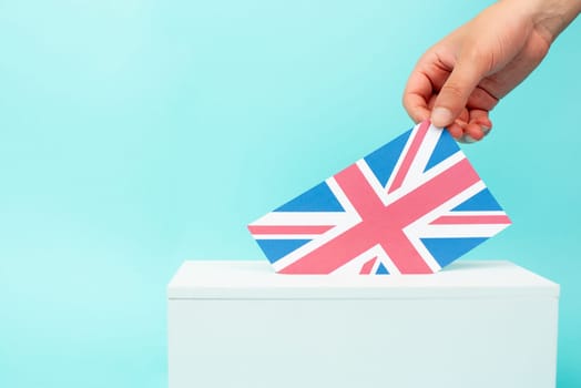 United kingdom general election, ballot box, flag of UK, citizens of Great Britain and Northern Ireland voting Members of Parliament to the House of Commons