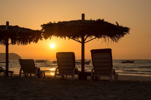Sunset at Ngapali Beach Resort in Rakhine State in Myanmar (Burma).