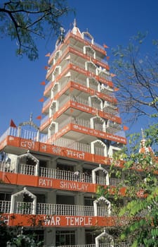 a Hindu Hermitage or Monastery of Ashram at the Holy Ganges River in the city of Rishikesh in the Province Uttarakhand in India.  India, Rishikesh, February, 1998