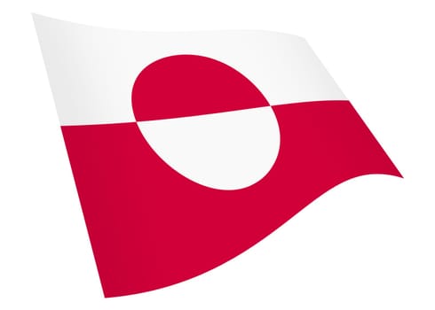 A Greenland waving flag 3d illustration isolated on white with clipping path