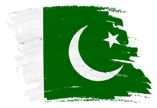 A Pakistan flag background paint splash brushstroke 3d illustration with clipping path green white star