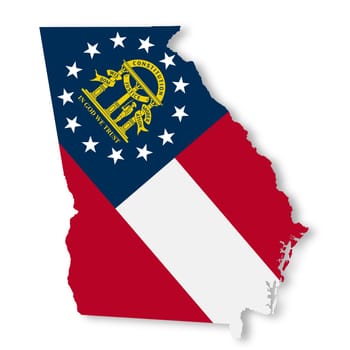 A Georgia State Flag Map Illustration with clipping path
