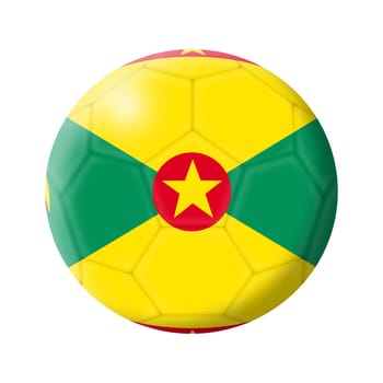 A Grenada soccer ball football 3d illustration isolated on white with clipping path