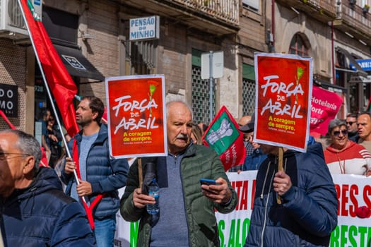 Porto, Portugal: May 1, 2024: Celebration and Protest of the May 1in Portugal, Labour Day, in Porto, Portugal